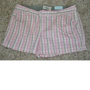 Womens Cotton Shorts SO Pink Plaid sz 5 Lowrise Button Tab Summer Jr Girls